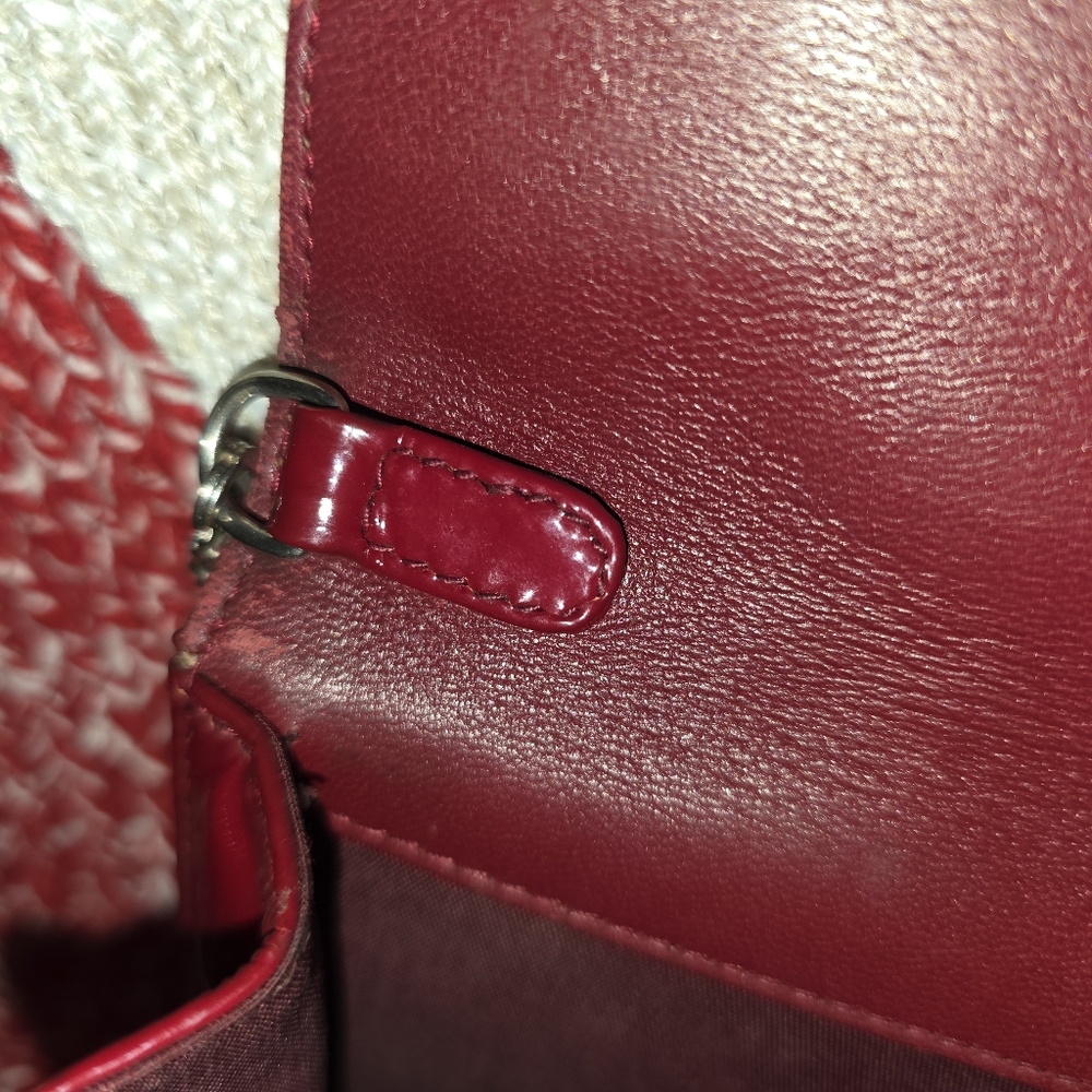 Pre-owned Authenic DIOR Red Patent Cannage Lady Dior Convertible Clutch - Picture 13 of 14